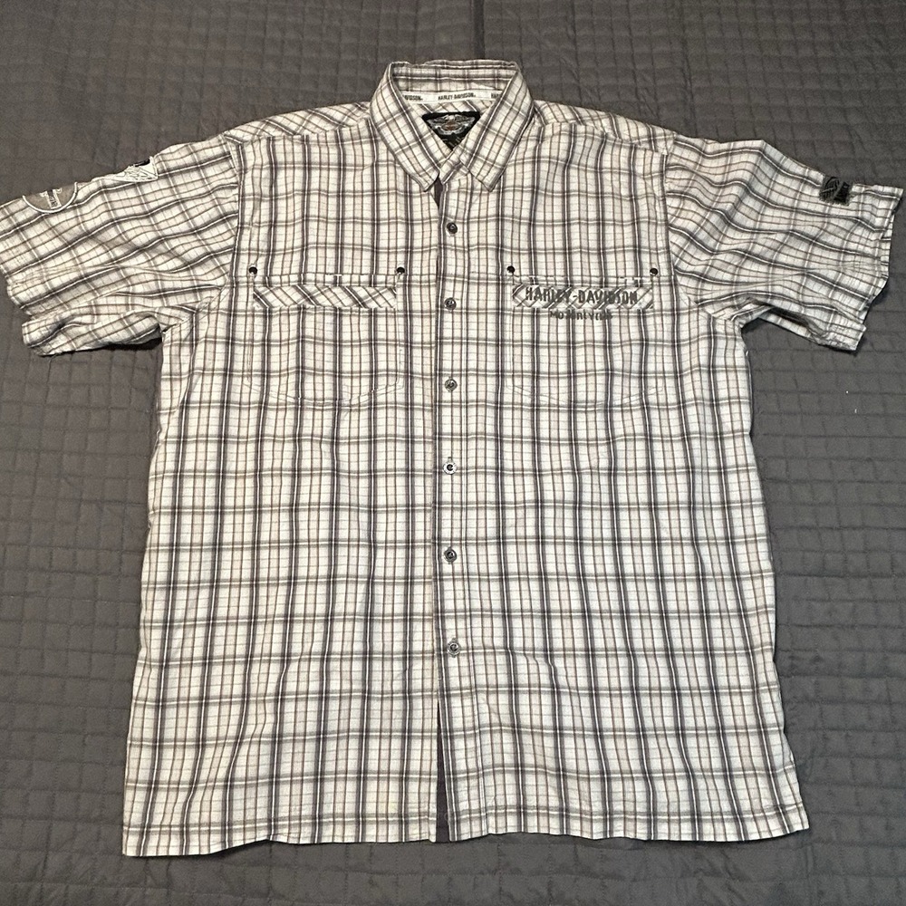 Harley-Davidson Men's XL Embroidered Shield Logo Plaid Shirt Genuine HD